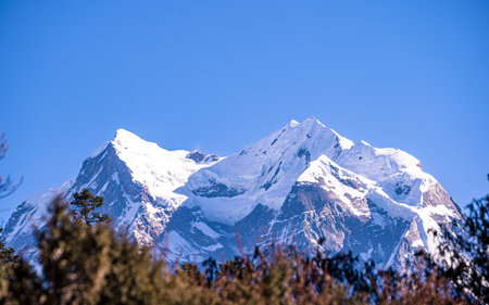 Beautiful landscape view of Mount Shringi at Gorkha, Nepal.の写真素材
