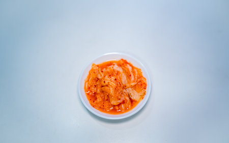 <p>Korean food, Kimchi in a bowl on a white background</p>の写真素材