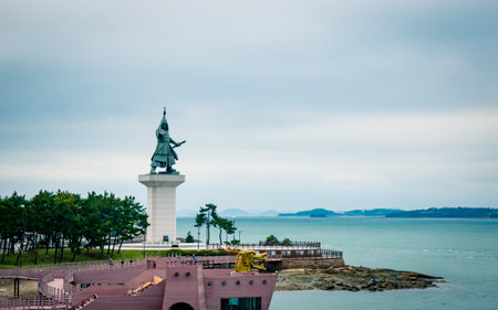 standing stature side of river at Jindo, South Korea.の写真素材