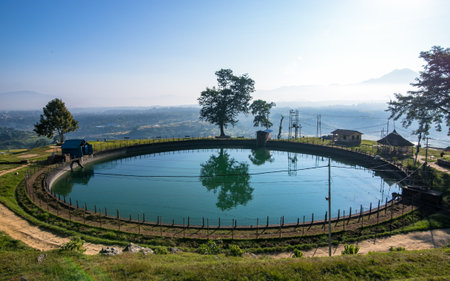 Landscape view of reservoir in Kathmandu, Nepal.の写真素材