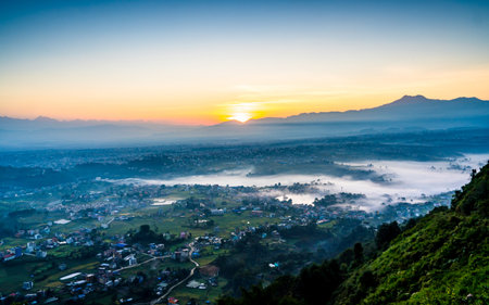 landscape view of Terraced rice field in kathmandu, Nepal.