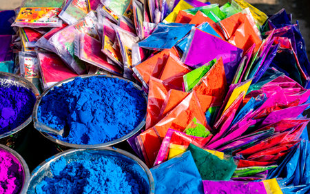 Colorful powders for sale at a street market in