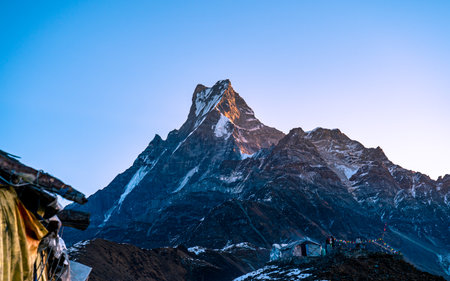 Landscape view of Mount Machhapuchhre Kaski, Nepal.