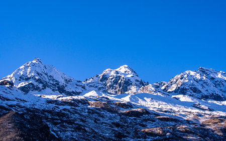 Mountain peaks in Himalayas, Annapurna Conservation Area, Nepal