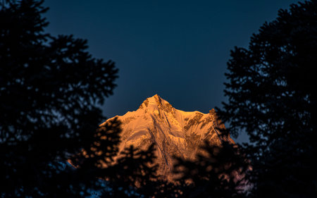Mount Manaslu peak in Himalayas, Annapurna Conservation Area, Nepal
