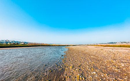Panoramic view of river in kathmandu, Nepal.の写真素材