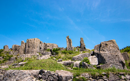 Landscape view of vertical rocks Mount Mudeungsan, in Gwangju, South Korea.の写真素材