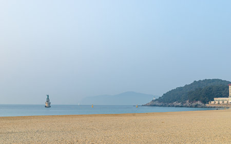 Beautiful landscape View of Haeundae beach in Busan, South Korea.の写真素材