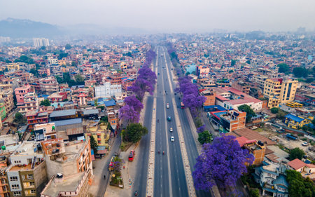 Aerial view of Kathmandu city in Nepal. Famous tourist attraction.の写真素材