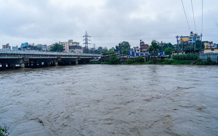 The Bagmati River in the city of Kathmandu, Nepal.