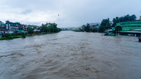 The Bagmati River in the city of Kathmandu, Nepal.の写真素材