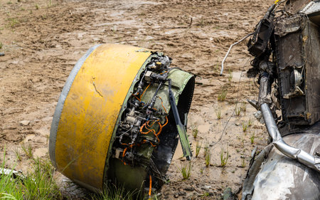 crashed  an airplane engine on the ground in Nepal.の写真素材