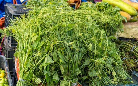 Fruits and vegetables in the street market in Nepal.