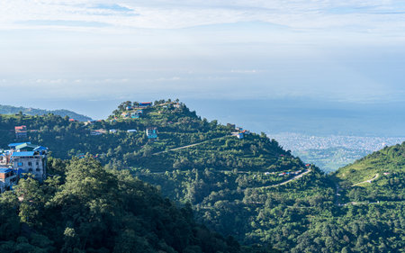 Mountain landscape. View from the height of the mountain range.の写真素材