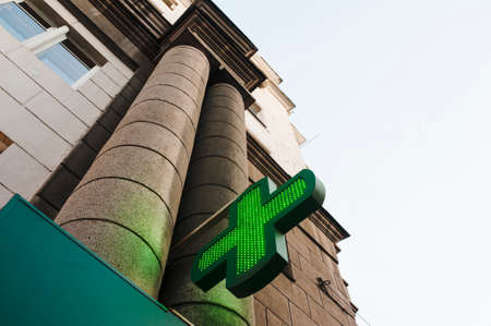 The pharmacy building with the crossの写真素材