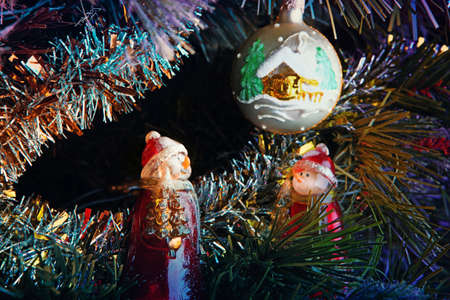 new year postcard with figure and toyの写真素材