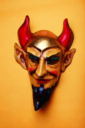 Diablo mask studio quality light Orange background