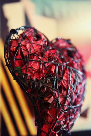 Metal Heart red Rose Background studio qualityの写真素材