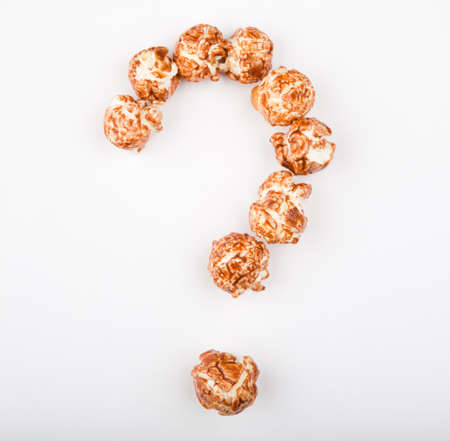 Caramel Pop Corn Alphabet white backgroundの写真素材