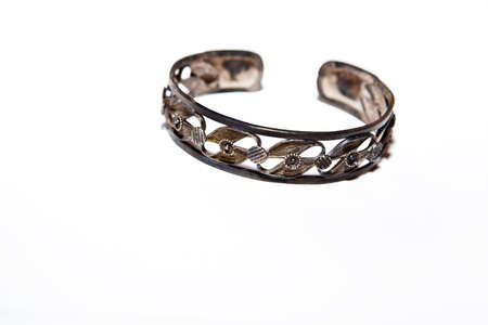 Metal Vintage Bracelet white backgroundの写真素材