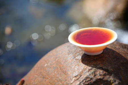Black Chinese Tea run riverの写真素材