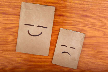 paper bag face emotionの写真素材
