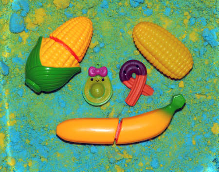 Baby kinetic sand toy figuresの写真素材