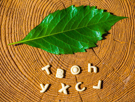 cookies alphabet wooden background