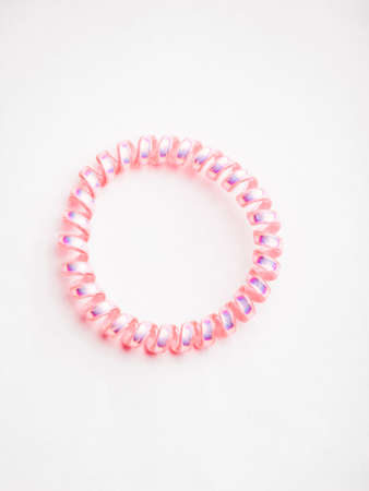 pink scrunchy white background studioの写真素材