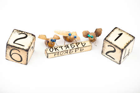Handmade bee acorn calendar October November