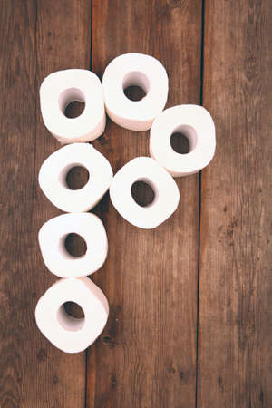 Toilet paper Alphabet wooden tableの写真素材