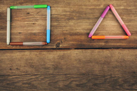 Markers sharp table wooden