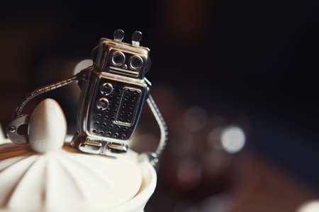 Metal robot tea cupの写真素材