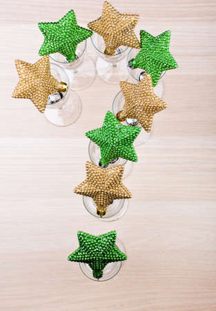 Green gold wooden table