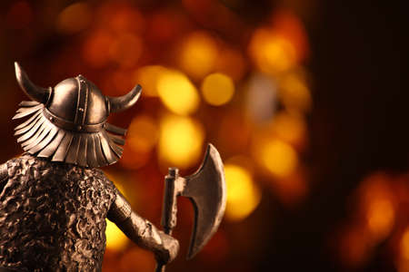 metal Viking figure gold bokehの写真素材