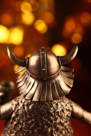 metal Viking figure gold bokehの写真素材