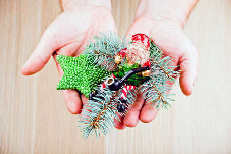 Santa Claus fir tree smoking pipeの写真素材