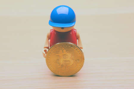 bitcoin coin studio toy manの写真素材
