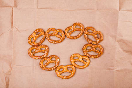 salt pretzel paper packの写真素材