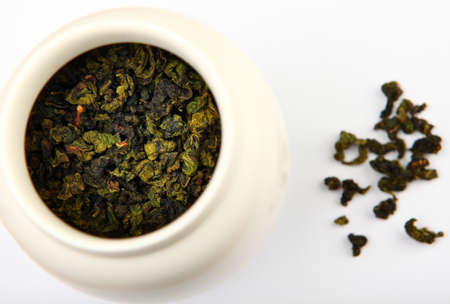 Chinese green tea porcelain white tin