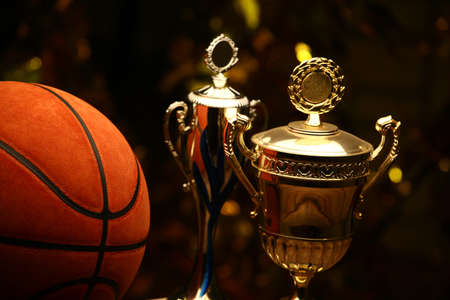 basketball ball gold bokeh gold cupの写真素材