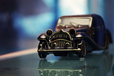 retro toy car glass reflection