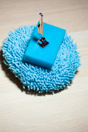 blue clean spongeの写真素材