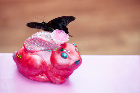ceramic pink bunny butterfly incept