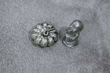 silver pumpkin boy wool backgroundの写真素材