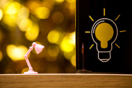 lamp bulb table gold bokehの写真素材