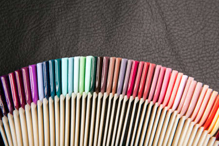 plastic nail natural leather backgroundの写真素材