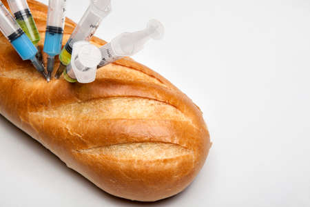bread nitrate syringe white background