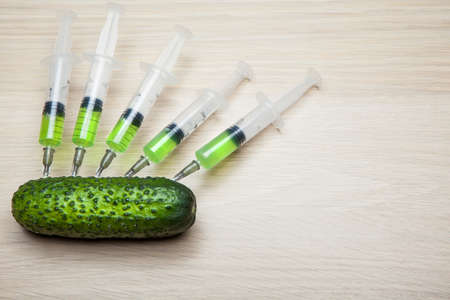 nitrate syringe cucumber table backgroundの写真素材