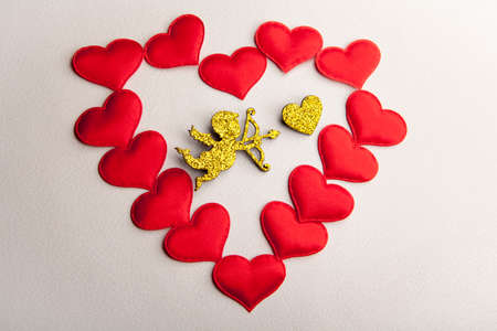 cupid heart white leather backgroundの写真素材